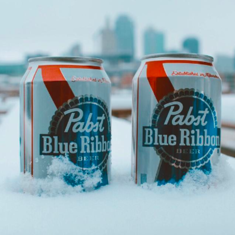 Pabst Blue Ribbon in winter
